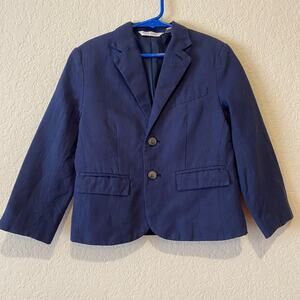 Janie And Jack Special Occasion Linen Blazer Navy Blue Sz 5 Formal Holiday NWOT